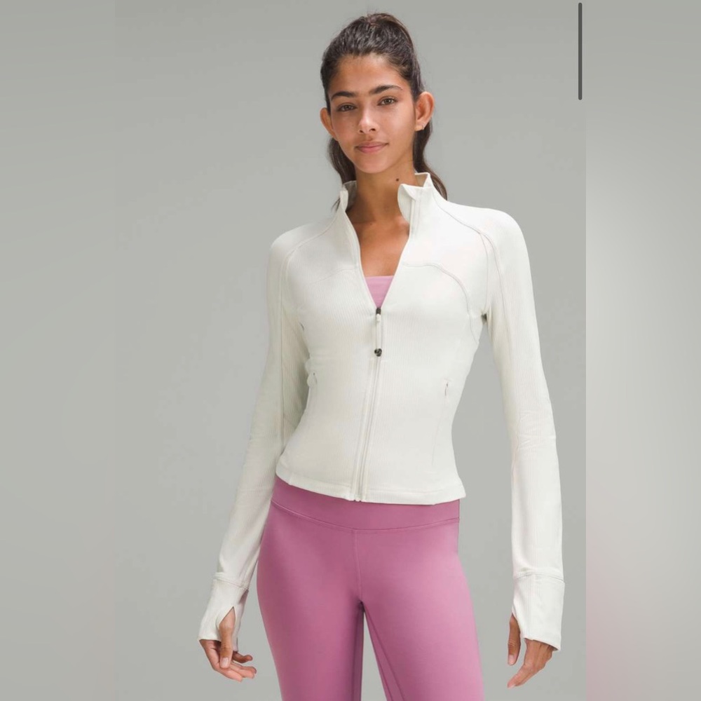 Cropped nulu ribbed define jacket white opal
